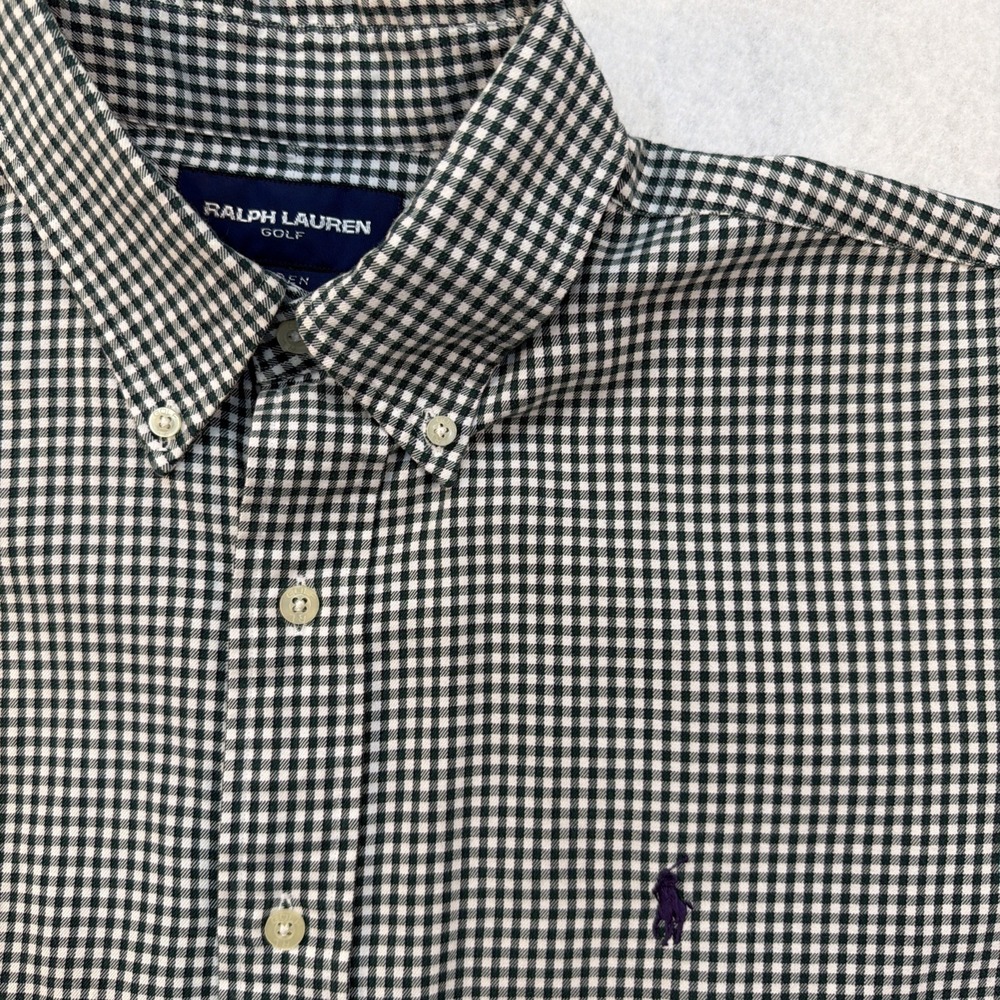 Ralph‎ Lauren Golf Tilden Green/white  Button Down Long Sleeve Shirt Mens Size M